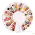 2016 3D Nail Art sticker tools tips pearls stud glitter nail art decoration in wheel